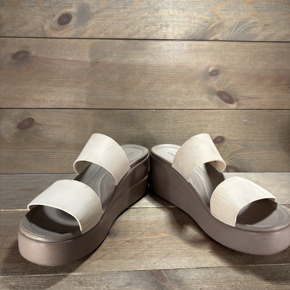 crocs brooklyn wedge womens size 9 shoes beige chunky wedge sandals - Picture 3 of 10